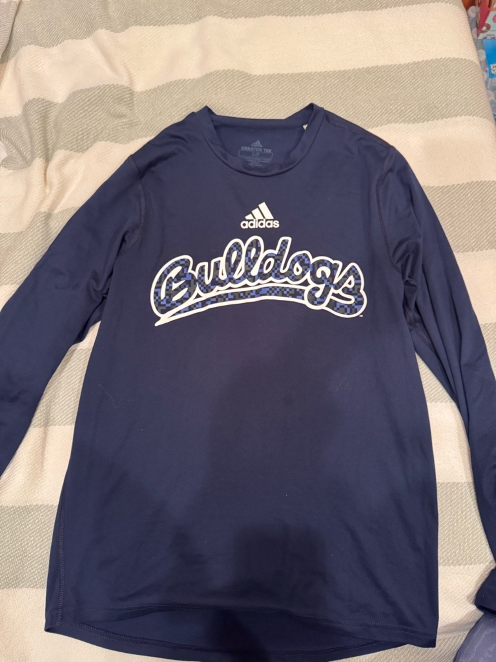 adidas Navy Bulldogs Long Sleeve Performance Tee